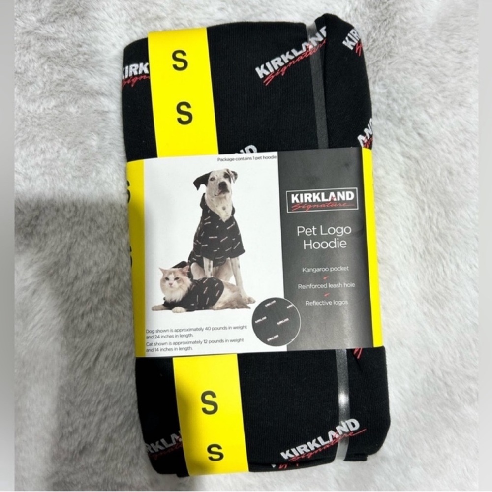 NWT Kirkland Signature Logo Pet Hoodie Jacket for Dog / Cat BLACK
